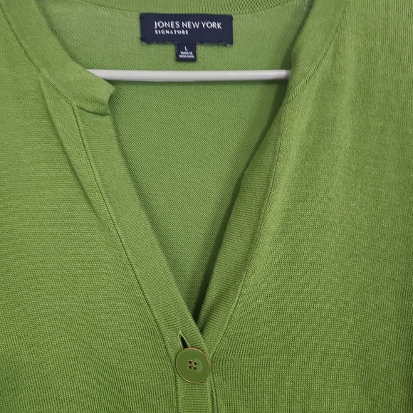 (1218) Jones New York Signature Woman's Long Sleeve V-Neck Button Down Sweater - Picture 7 of 16